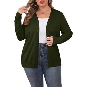 Plus Size Cardigan Women Lightweight V Neck Open Front Plus Size Sweater
